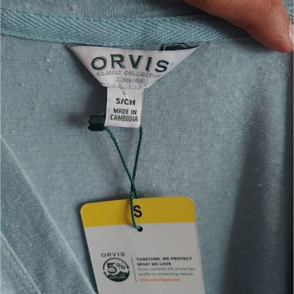 Orvis Ladies' Linen Blend Relaxed Fit 3/4 Sleeve Top Small - Picture 5 of 7